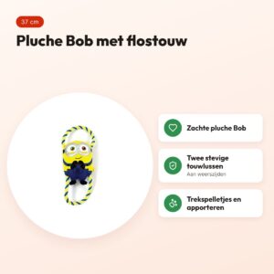 Minions hondenspeeltje Bob 37 cm – pluche met flostouw – voordelen