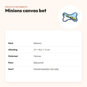 Minions hondenspeeltje canvas bot met piep blauw/wit 21 x 14,2 x 5 cm – productinformatie