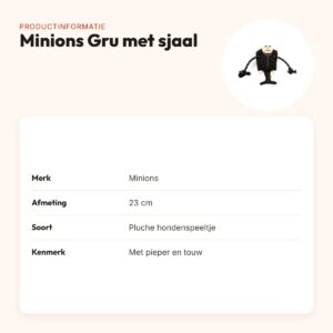 Minions hondenspeeltje Gru met sjaal 23 cm – pluche met pieper – productinformatie