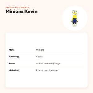 Minions hondenspeeltje Kevin 46 cm – pluche met flostouw – productinformatie