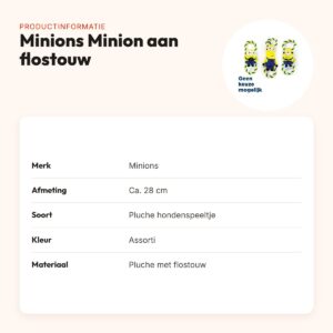 Minions hondenspeeltje pluche Minion aan flostouw 28 cm – assorti – productinformatie