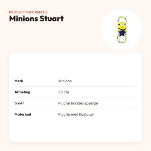 Minions hondenspeeltje Stuart 38 cm – pluche met flostouw – productinformatie
