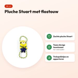 Minions hondenspeeltje Stuart 38 cm – pluche met flostouw – voordelen