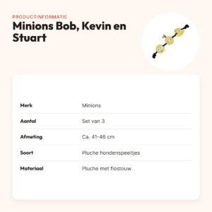Minions hondenspeeltjes Bob, Kevin en Stuart – pluche, flostouw, 42 cm – productinformatie
