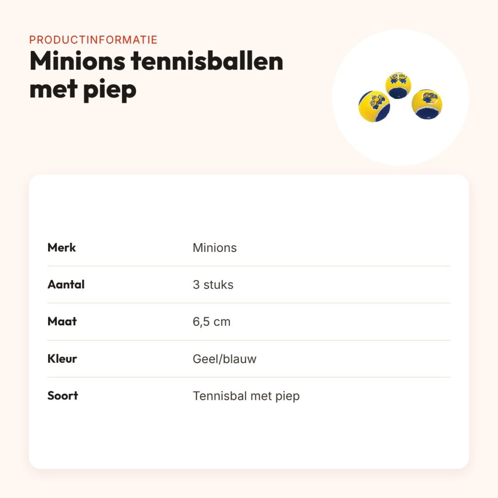 Minions tennisballen hond met pieper geel/blauw 6,5 cm – 3 stuks – productinformatie