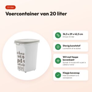 Moderna voercontainer Trendy Shorty Pet Wisdom 20 liter – wit en taupe – voordelen