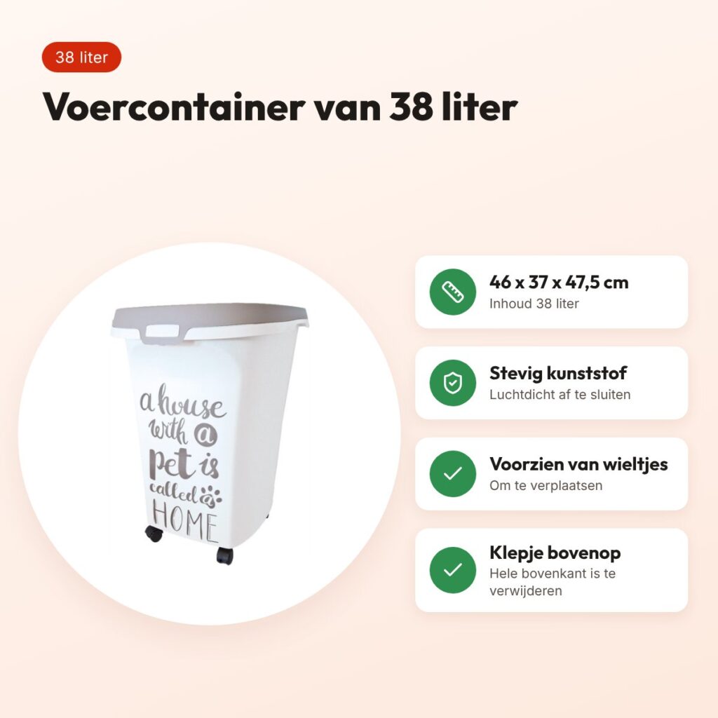 Moderna voercontainer Trendy Shorty Pet Wisdom 38 liter – met wieltjes – voordelen