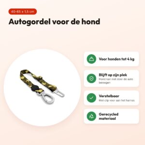 Morso autogordel hond Full Metal Dog bruin 40-65 x 1,5 cm – tot 4 kg – voordelen