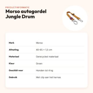 Morso autogordel hond Jungle Drum groen 40-65 x 1,5 cm – tot 4 kg – productinformatie
