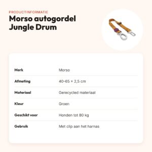 Morso autogordel hond Jungle Drum groen 40-65 x 2,5 cm – tot 80 kg – productinformatie