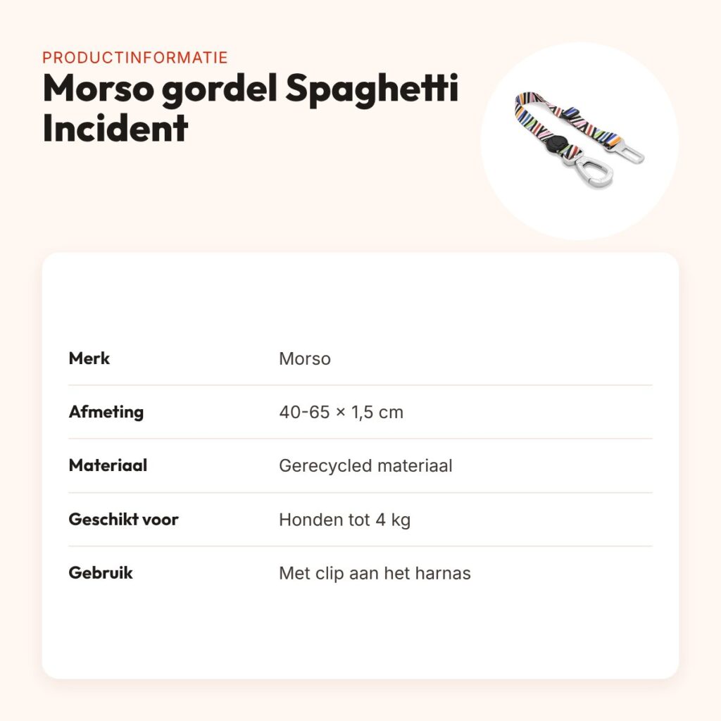 Morso autogordel hond Spaghetti Incident 40-65 x 1,5 cm – tot 4 kg – productinformatie