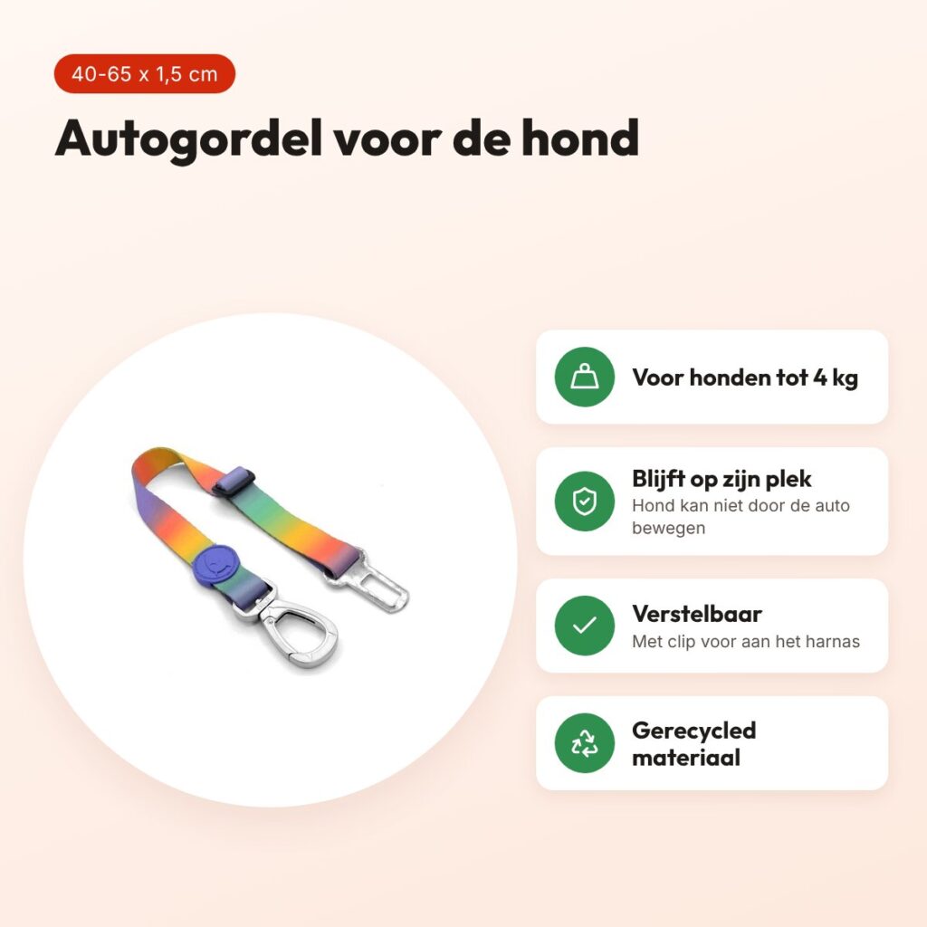 Morso autogordel hond Spring Blossom 40-65 x 1,5 cm – gerecycled, tot 4 kg – voordelen