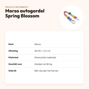 Morso autogordel hond Spring Blossom 40-65 x 2,5 cm – gerecycled, tot 80 kg – productinformatie