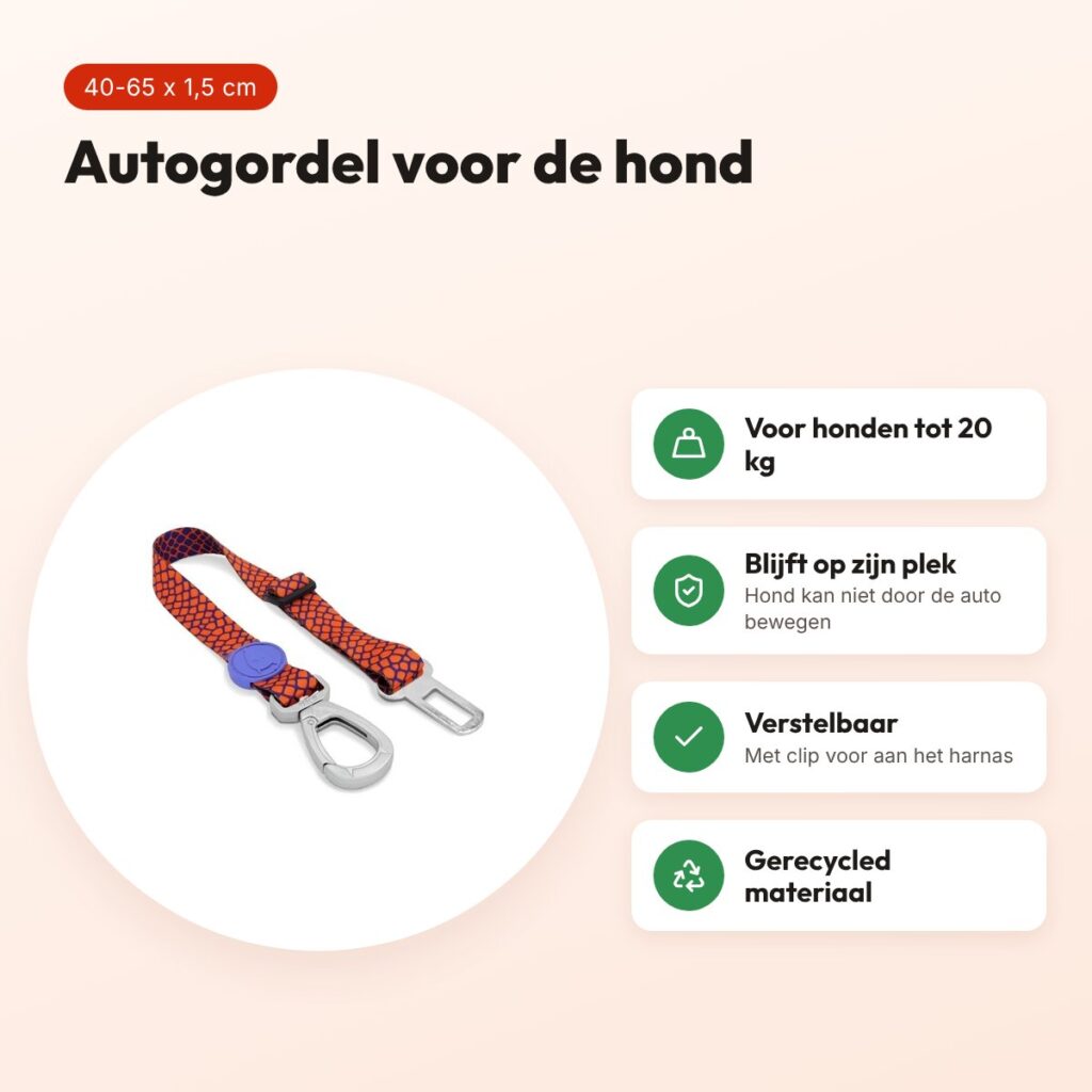 Morso autogordel hond Urban Lizard rood 40-65 x 1,5 cm – tot 20 kg – voordelen