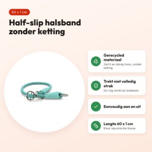 Morso half slip halsband gerecycled aquamarine blauw 60 cm – regular rope – voordelen