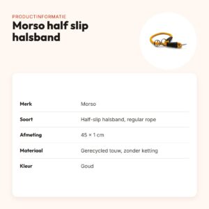 Morso half slip halsband gerecycled goud 45 cm – regular rope – productinformatie