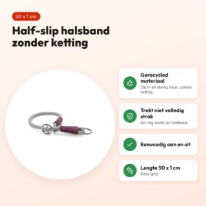 Morso half slip halsband gerecycled grijs 50 cm – soft rope – voordelen