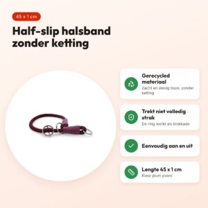 Morso half slip halsband gerecycled plum paars 45 cm – soft rope – voordelen