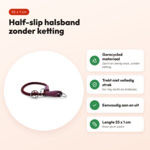 Morso half slip halsband gerecycled plum paars 55 cm – soft rope – voordelen
