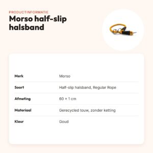 Morso half-slip halsband Regular Rope goud 60 x 1 cm – gerecycled touw – productinformatie