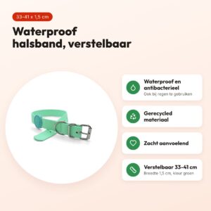 Morso halsband hond waterproof gerecycled groen 33-41 x 1,5 cm – voordelen