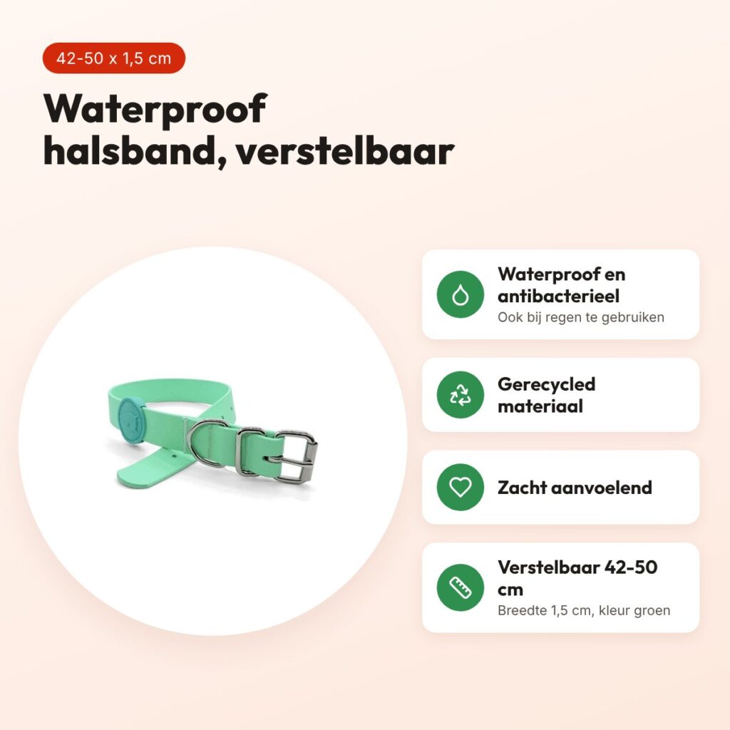 Morso halsband hond waterproof gerecycled groen 42-50 x 1,5 cm – voordelen