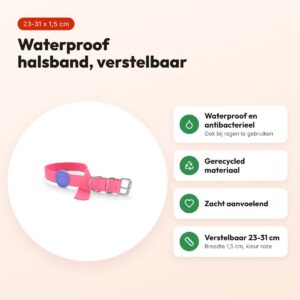 Morso halsband hond waterproof gerecycled roze 23-31 x 1,5 cm – voordelen