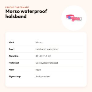 Morso halsband hond waterproof gerecycled roze 33-41 x 1,5 cm – productinformatie