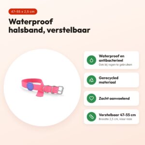 Morso halsband hond waterproof gerecycled roze 47-55 x 2,5 cm – voordelen
