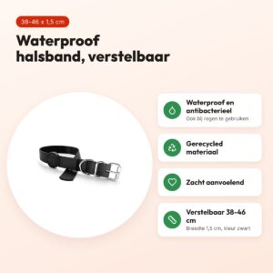 Morso halsband hond waterproof gerecycled zwart 38-46 x 1,5 cm – voordelen