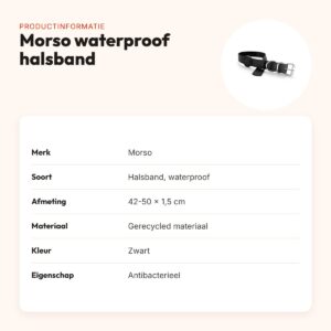 Morso halsband hond waterproof gerecycled zwart 42-50 x 1,5 cm – productinformatie