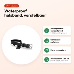 Morso halsband hond waterproof gerecycled zwart 47-55 x 2,5 cm – voordelen