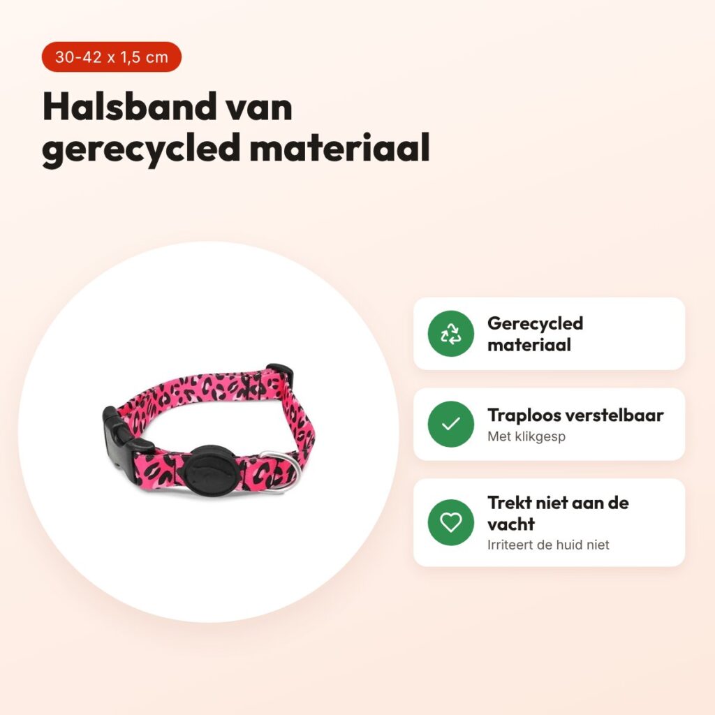 Morso hondenhalsband gerecycled Bubble Leo roze 30-42 x 1,5 cm – voordelen