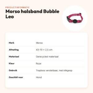 Morso hondenhalsband gerecycled Bubble Leo roze 43-70 x 2,5 cm – productinformatie