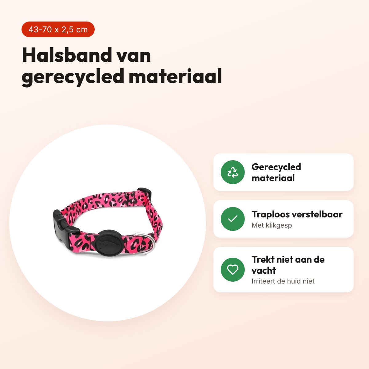 Morso hondenhalsband gerecycled Bubble Leo roze 43-70 x 2,5 cm – voordelen