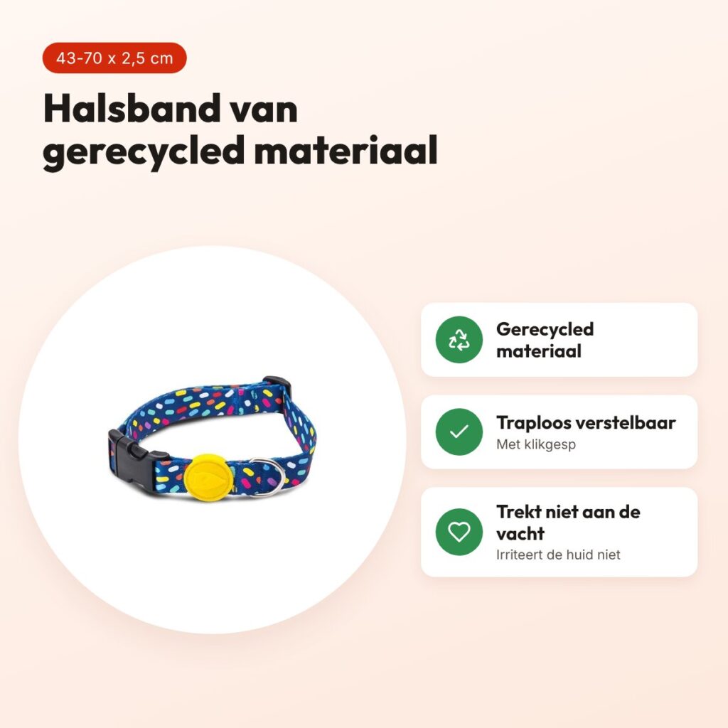 Morso hondenhalsband gerecycled Color Invaders paars 43-70 x 2,5 cm – voordelen