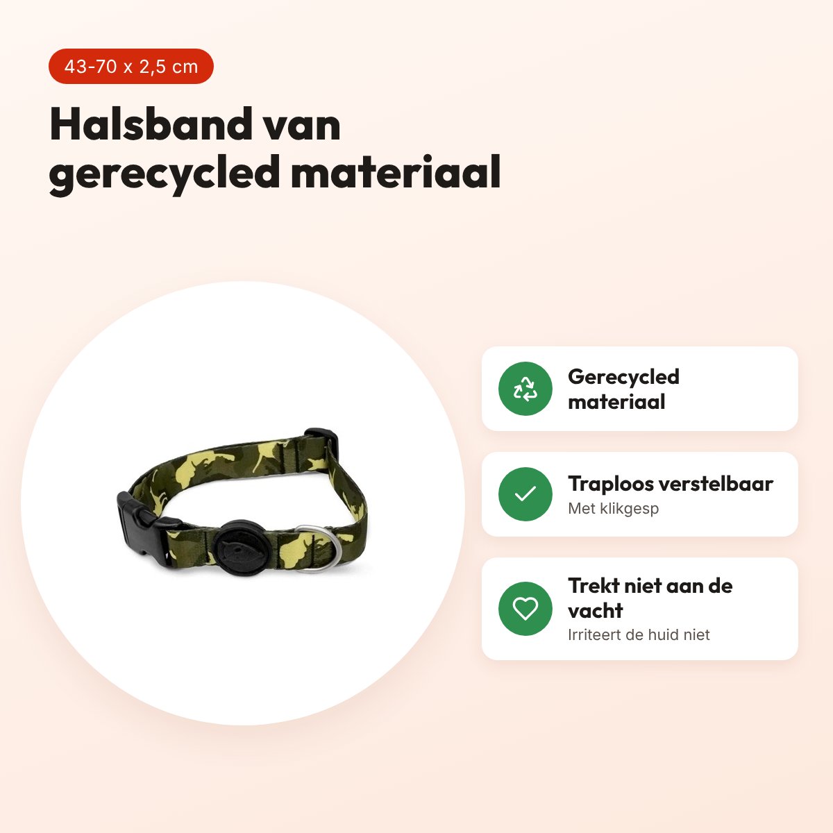 Morso hondenhalsband gerecycled Full Metal Dog bruin 43-70 x 2,5 cm – voordelen