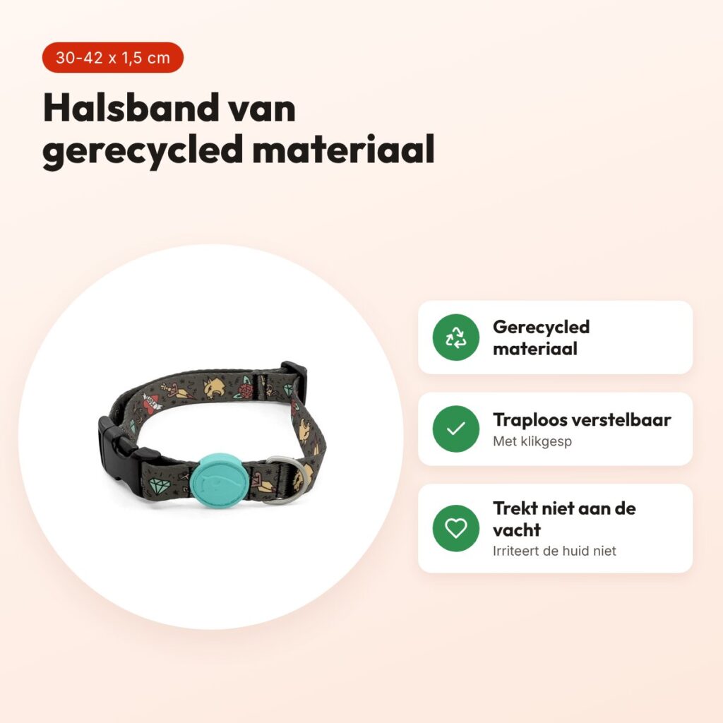 Morso hondenhalsband gerecycled Ink Tank groen 30-42 x 1,5 cm – voordelen