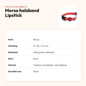 Morso hondenhalsband gerecycled Lipstick roze 37-58 x 2,5 cm – productinformatie