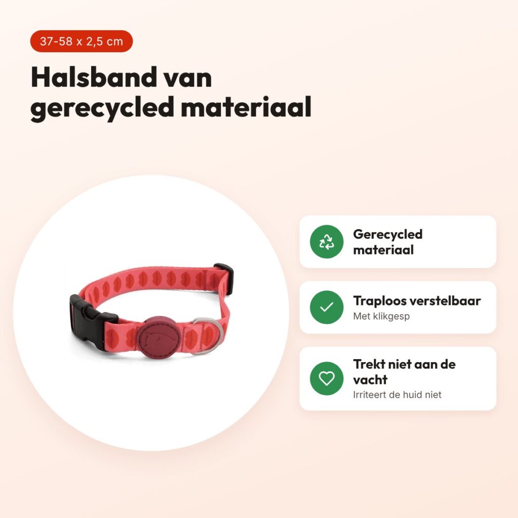 Morso hondenhalsband gerecycled Lipstick roze 37-58 x 2,5 cm – voordelen