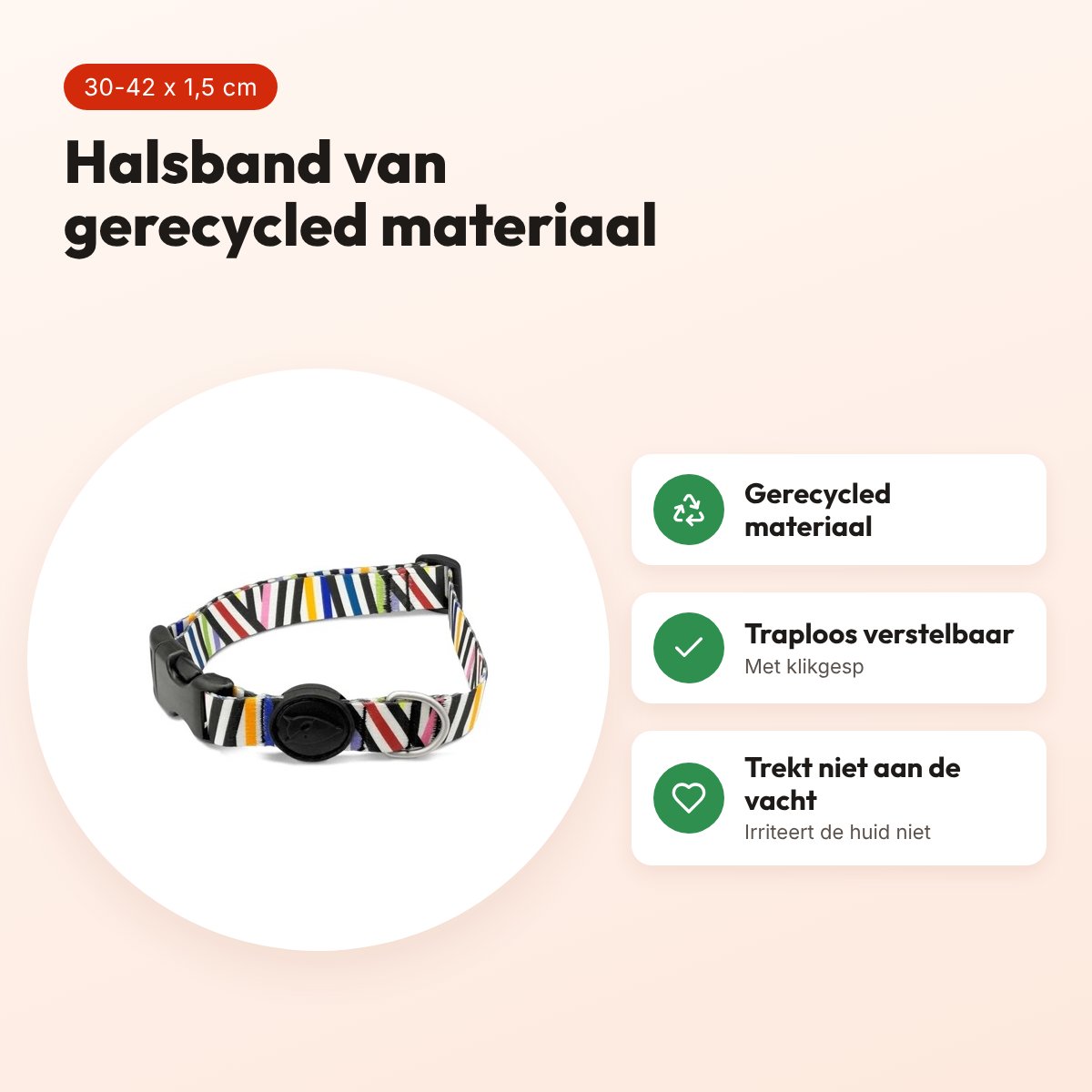 Morso hondenhalsband gerecycled Spaghetti Incident 30-42 x 1,5 cm – voordelen