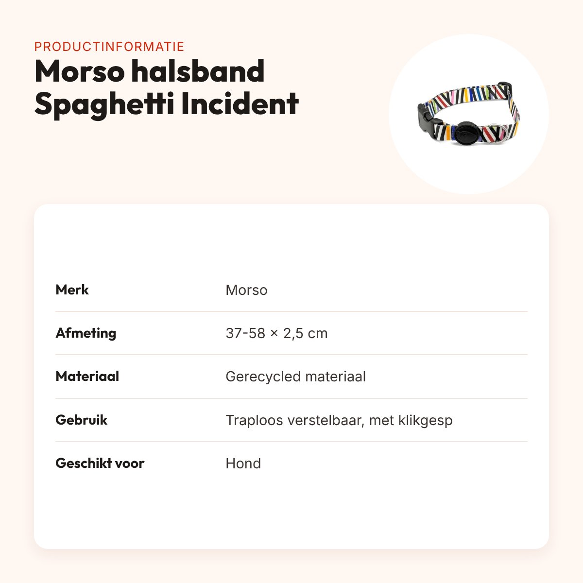 Morso hondenhalsband gerecycled Spaghetti Incident 37-58 x 2,5 cm – productinformatie