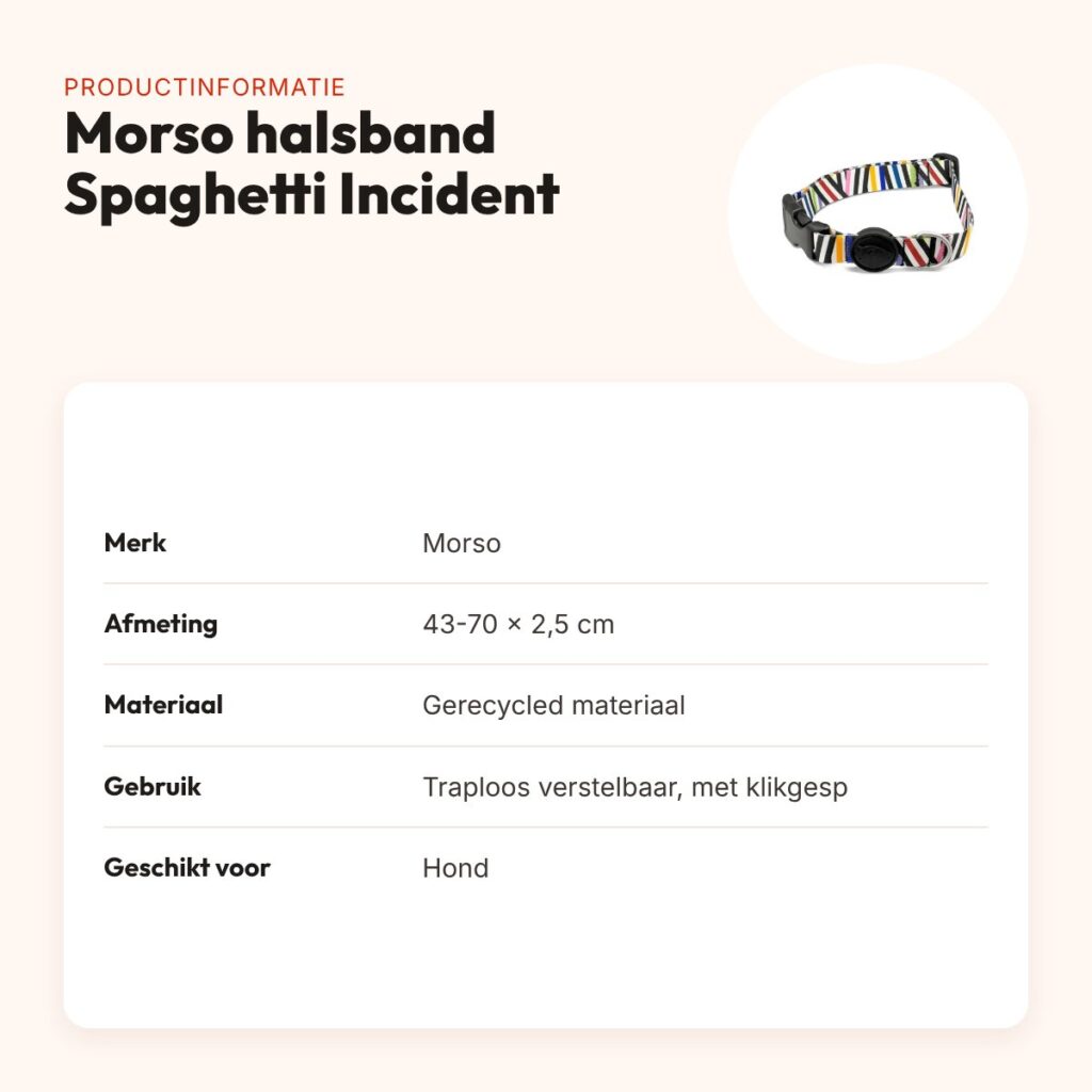 Morso hondenhalsband gerecycled Spaghetti Incident 43-70 x 2,5 cm – productinformatie