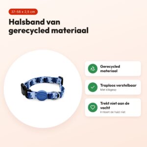 Morso hondenhalsband gerecycled Splash blauw 37-58 x 2,5 cm – voordelen