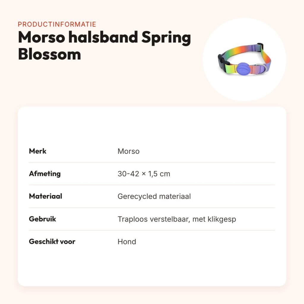 Morso hondenhalsband gerecycled Spring Blossom 30-42 x 1,5 cm – productinformatie