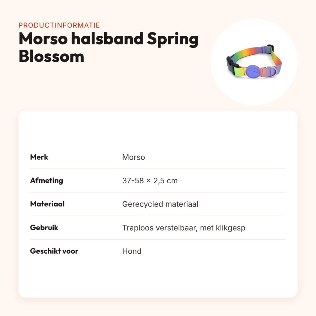 Morso hondenhalsband gerecycled Spring Blossom 37-58 x 2,5 cm – productinformatie