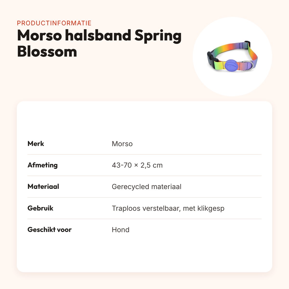 Morso hondenhalsband gerecycled Spring Blossom 43-70 x 2,5 cm – productinformatie
