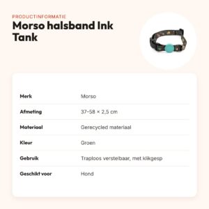 Morso hondenhalsband Ink Tank groen 37-58 x 2,5 cm – gerecycled – productinformatie
