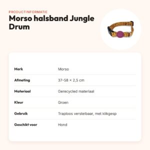 Morso hondenhalsband Jungle Drum groen 37-58 x 2,5 cm – gerecycled – productinformatie