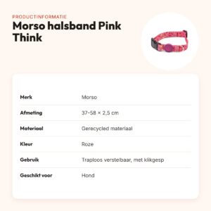 Morso hondenhalsband Pink Think roze 37-58 x 2,5 cm – gerecycled – productinformatie